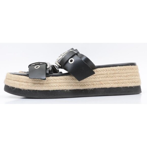 Zara Women's 7.5 Black Vegan Leather Espadrille Platform Sandal Moto Goth - Picture 5 of 9